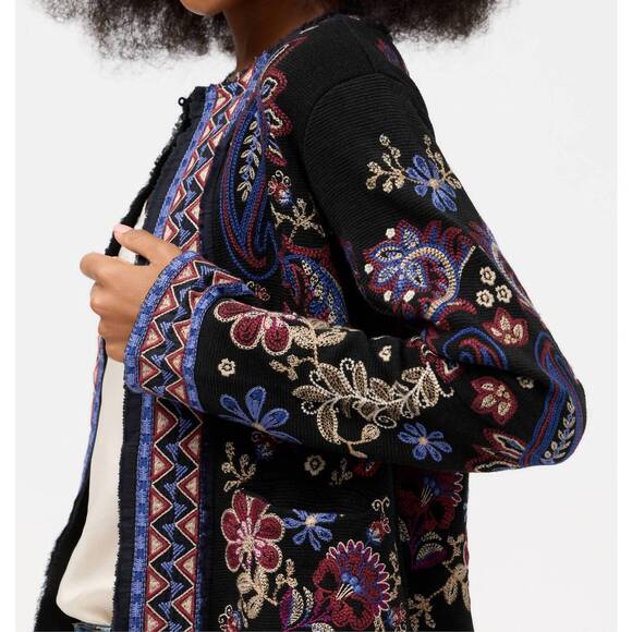 NEW JOHNNY WAS montanna katiuska short fringe jacket in black